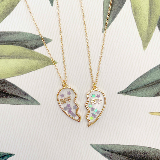 Best Friends Necklace for Two, Split Heart Best Friend Necklace to Share