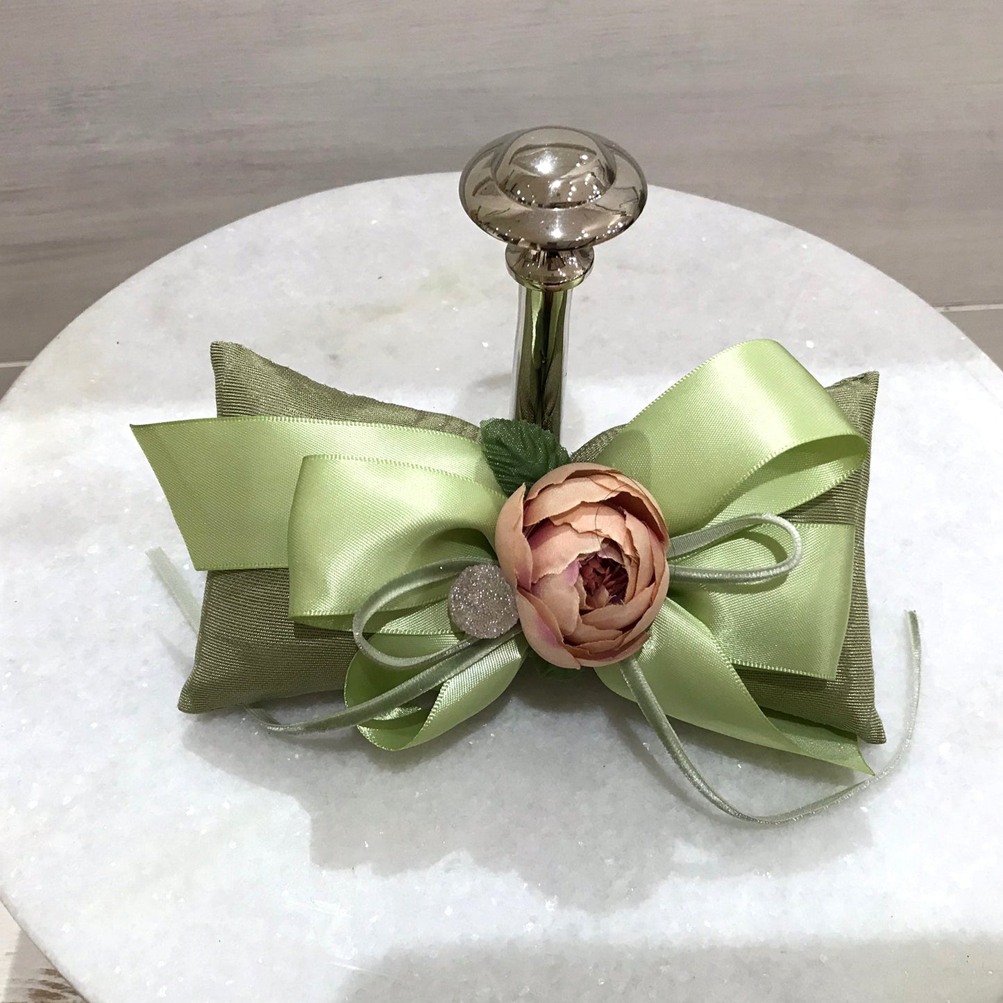 Ribbon Sachet with Small Peony Flower, Rose Scent Handmade Sachet