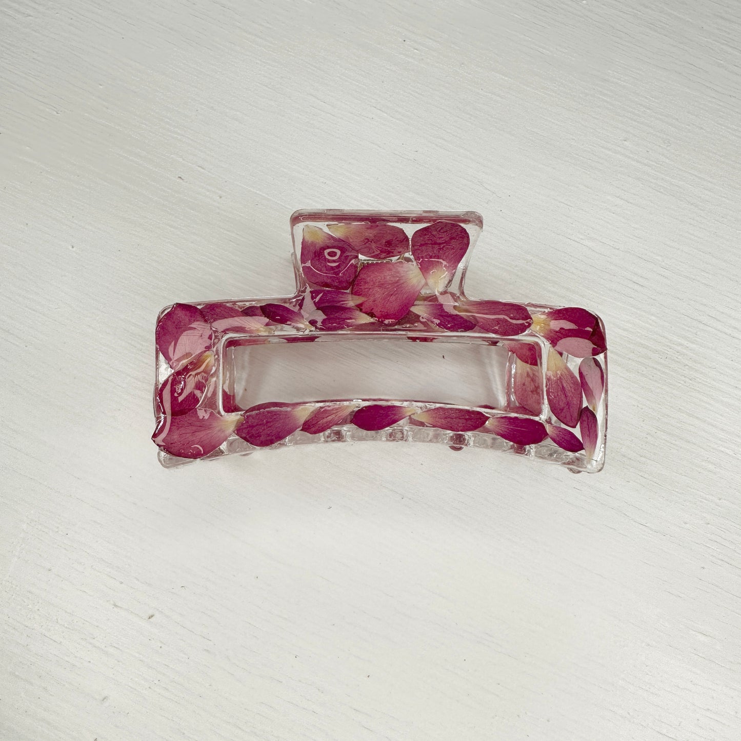 Real Pressed Flower Hair Claw. Rose Petal Hair Claw