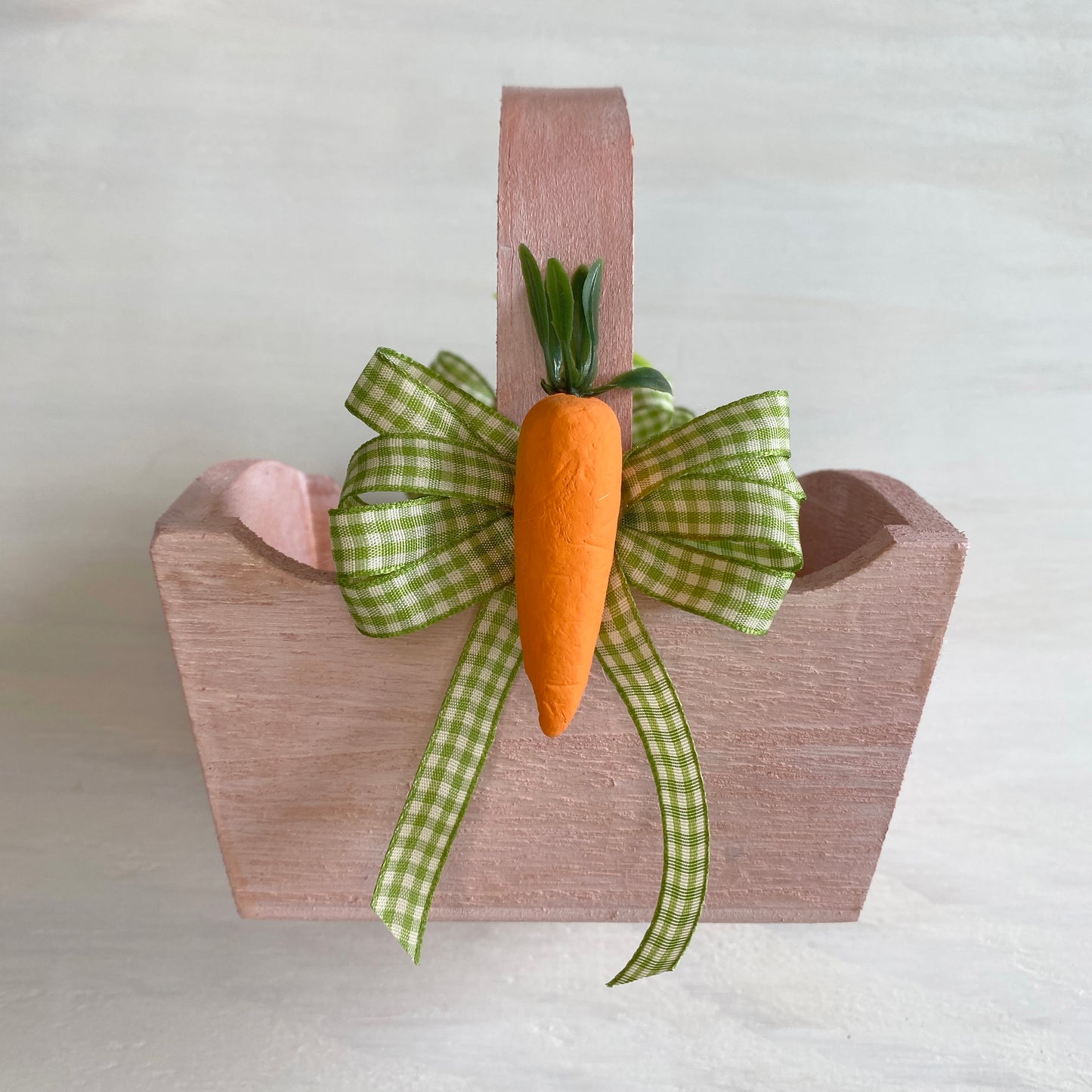 Easter Basket Mini, Cute Easter Wooden Basket with Carrot Decoration.