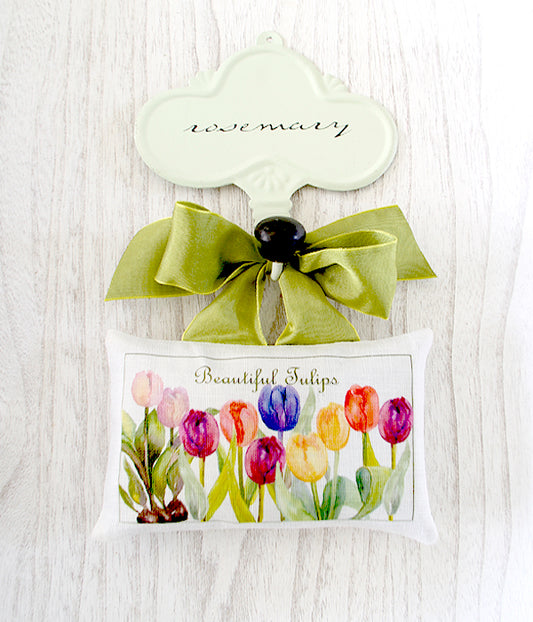 Linen Sachet-Beautiful Tulips, Hanging Sachet
