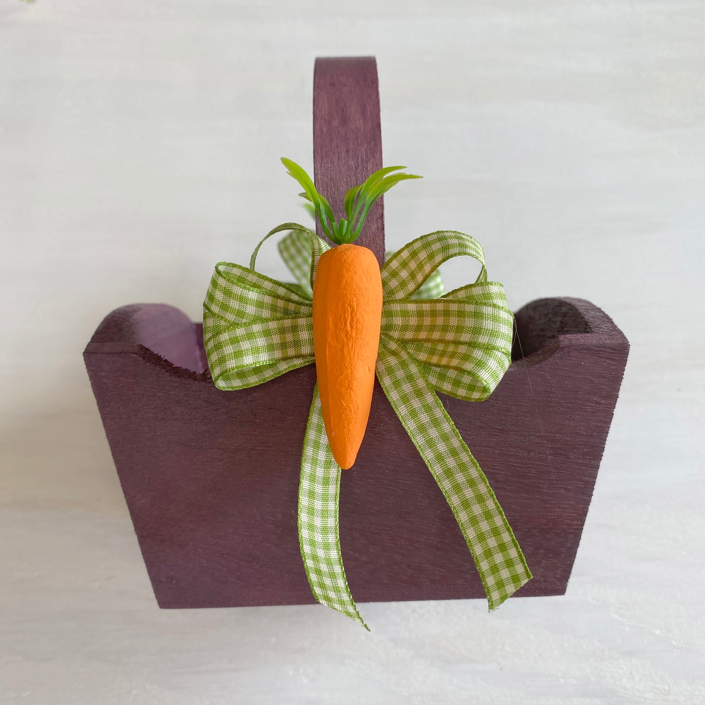 Easter Basket Mini, Cute Easter Wooden Basket with Carrot Decoration.