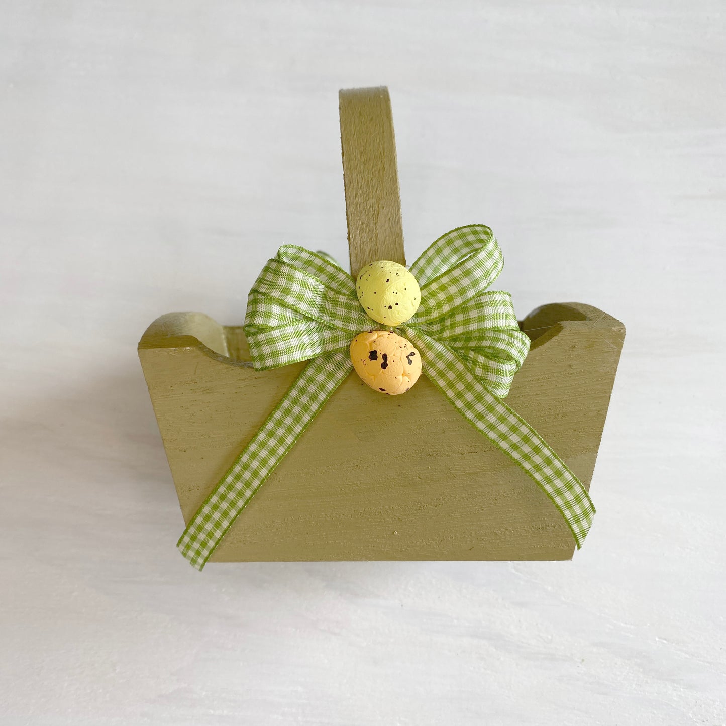 Easter Basket Mini, Cute Easter Wooden Basket with Egg Decoration.