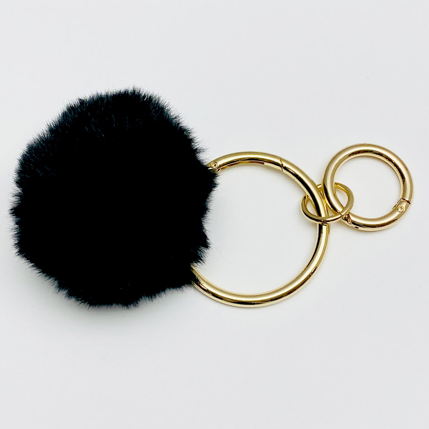 Black Pom Pom Key Chain, Softest Key Chain Accessory for keys and Bags, Faux Fur Designer Bag Key Chain