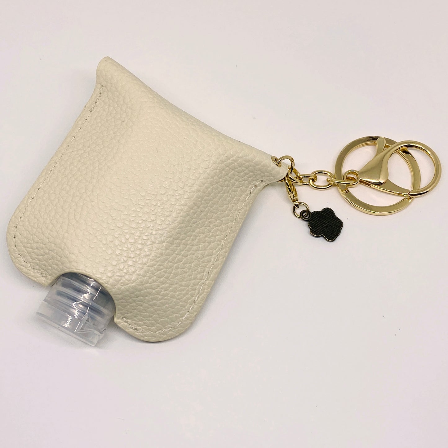 Genuine Leather Hand Sanitizer Holder with Snap Button, Dalmatian Print Sanitizer Holder Key Chain, Sanitizer Bottle Holder