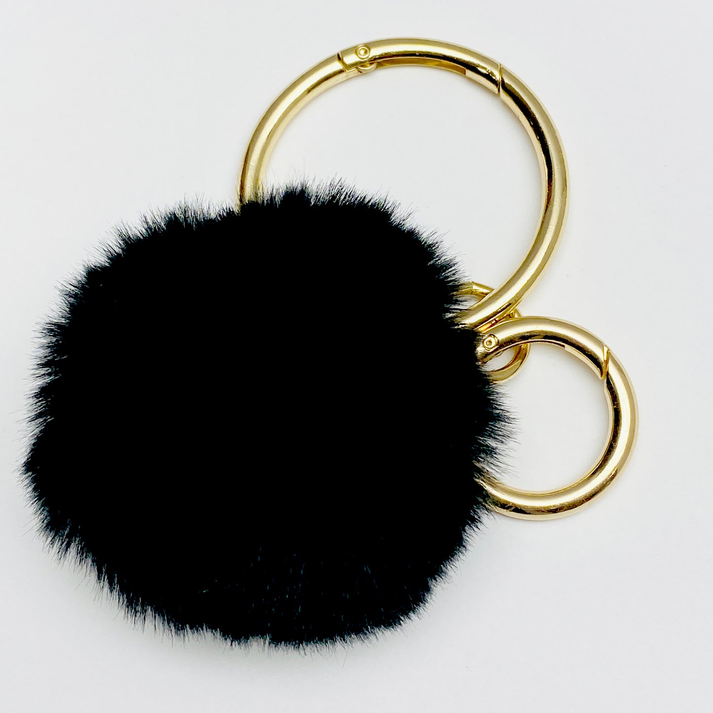 Black Pom Pom Key Chain, Softest Key Chain Accessory for keys and Bags, Faux Fur Designer Bag Key Chain