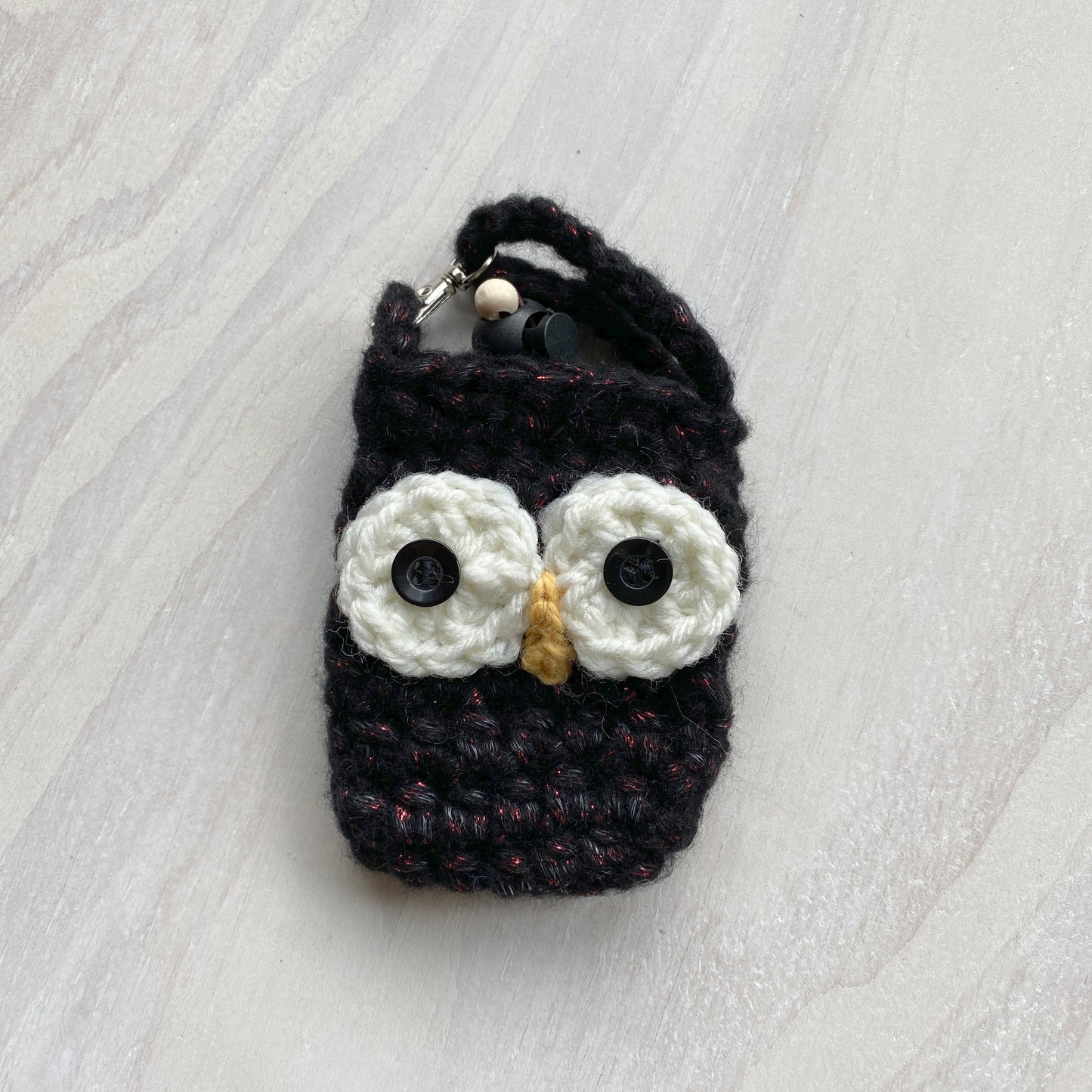 Owl Crochet Sanitizer Bag, Handmade Sanitizer bag with Clasp, Hand Sanitizer holder Can Be Attach to Bag.