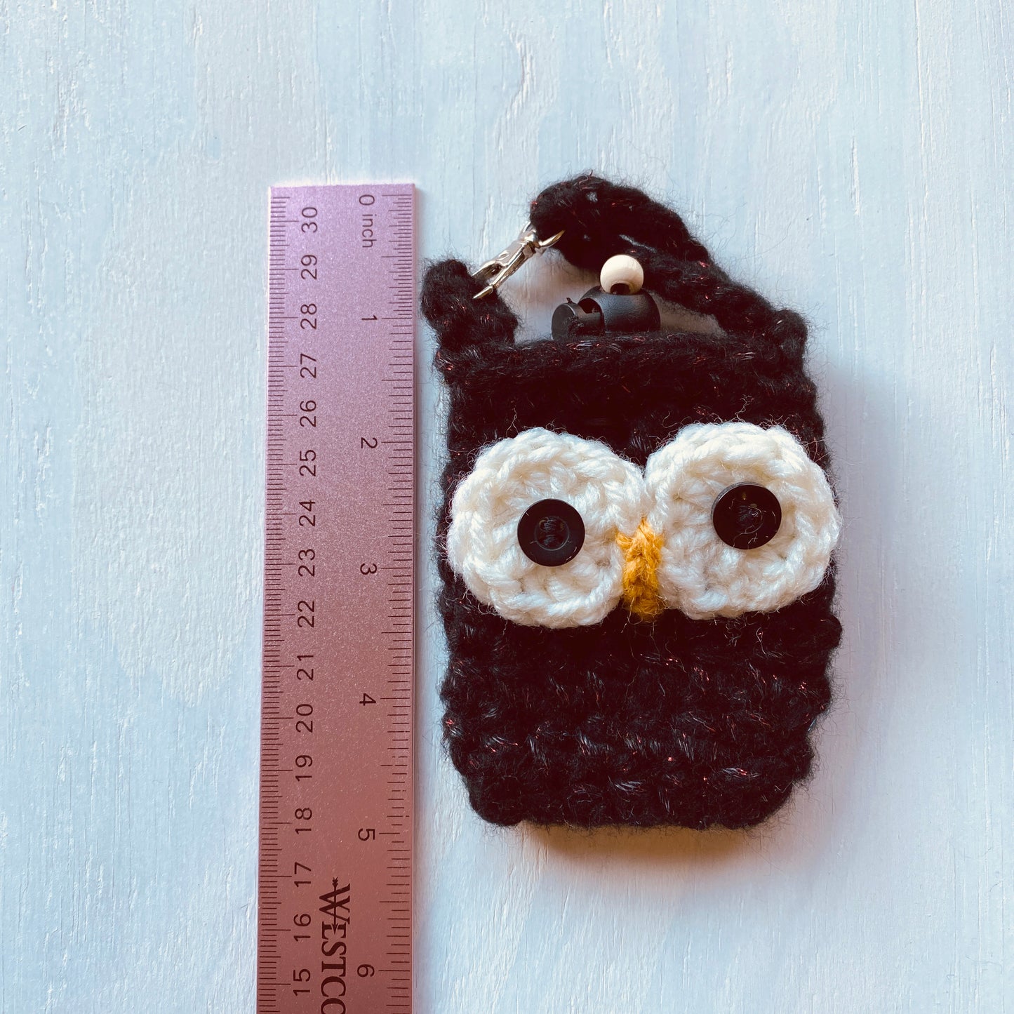 Owl Crochet Sanitizer Bag, Handmade Sanitizer bag with Clasp, Hand Sanitizer holder Can Be Attach to Bag.