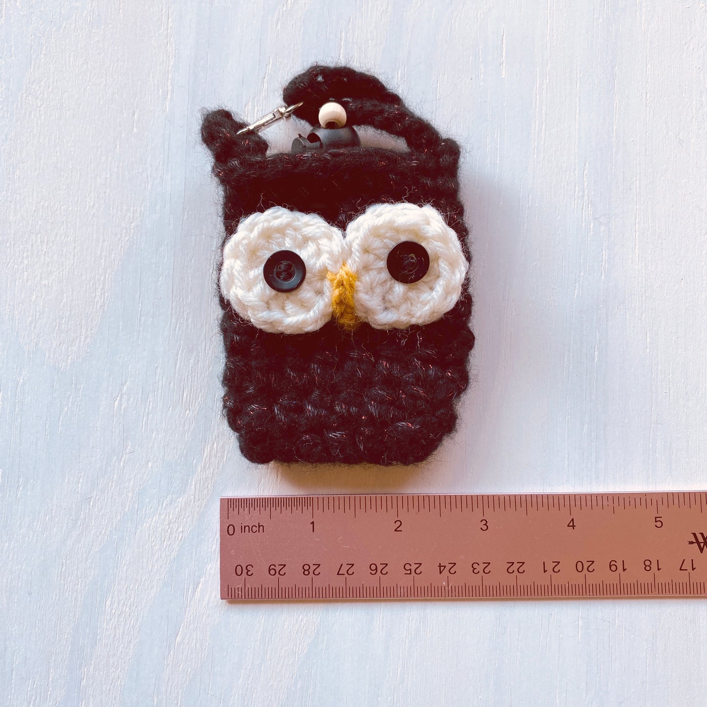 Owl Crochet Sanitizer Bag, Handmade Sanitizer bag with Clasp, Hand Sanitizer holder Can Be Attach to Bag.